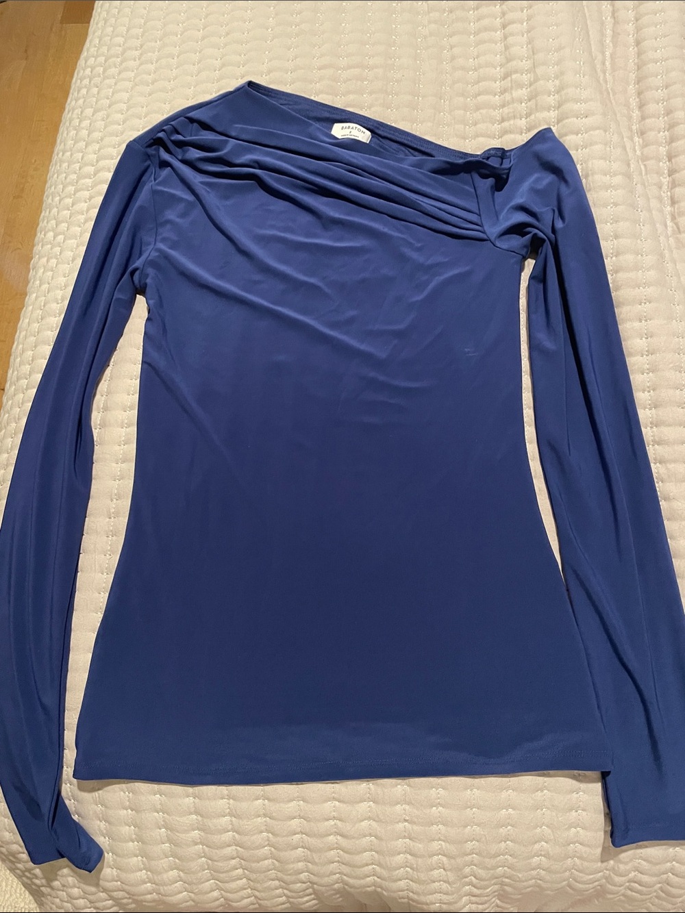 Aritzia Babylon Blue Long-Sleeve Draped Neck Women's Top